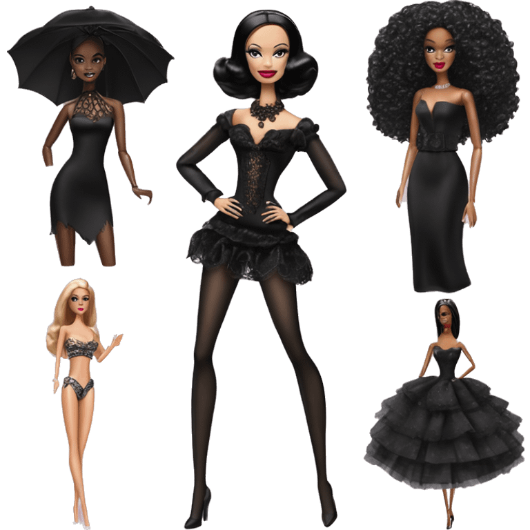 Victorian Debut Barbie CC,Morticia Addams, miss usa, sparkling swimwear, accessories, black octopus dress  emoji