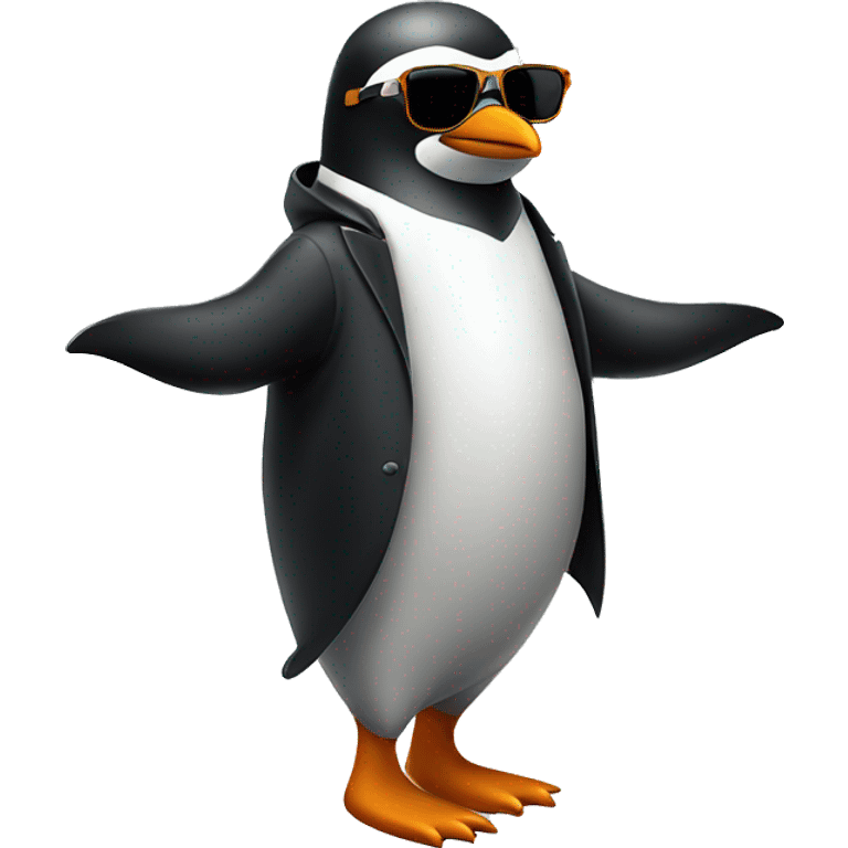 cool penguin in sunglasses, full body emoji