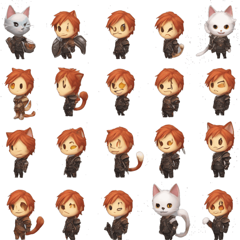 final fantasy red haired miqote, cat person emoji