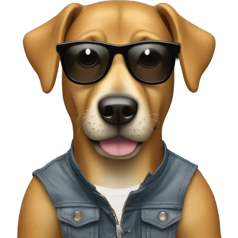 Create a Dog with sunglasses and DJ emoji