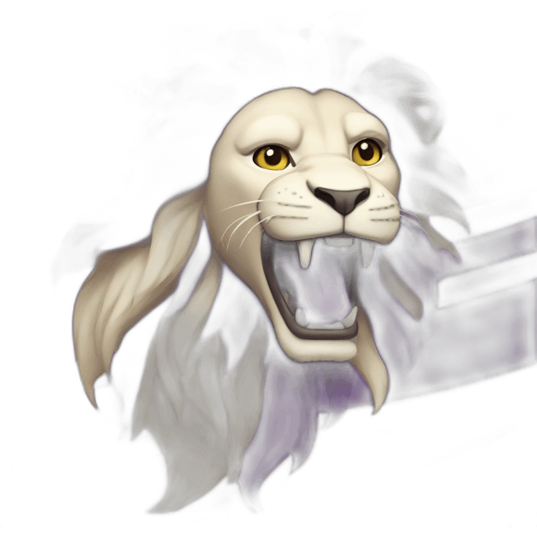 A rampant purple lion in a white flag emoji