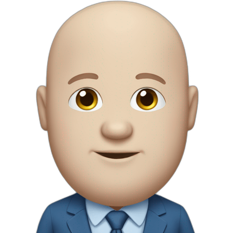 blue-eyed overweight bald man in a blue suit emoji