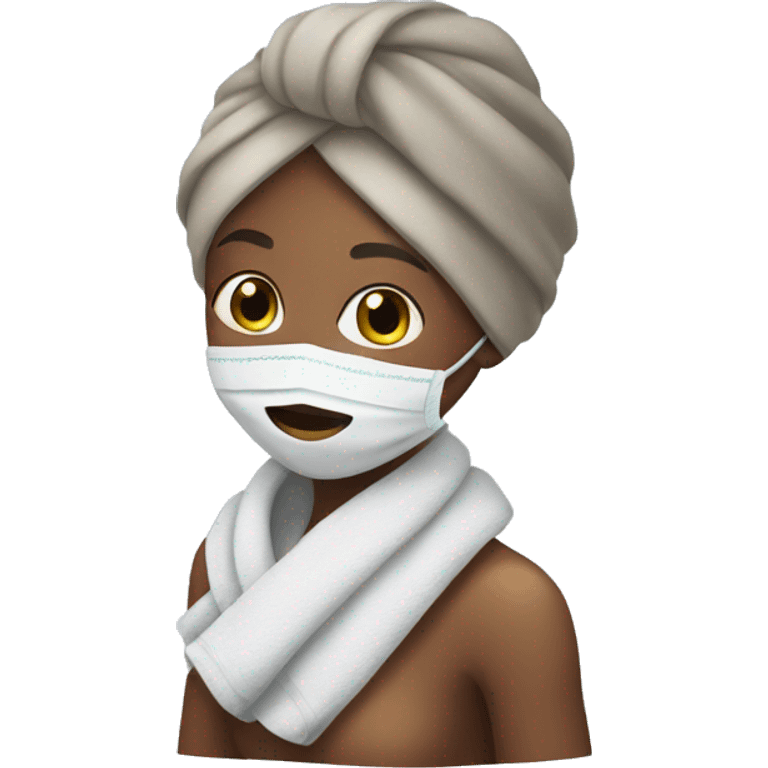 girl with face mask and towel  emoji