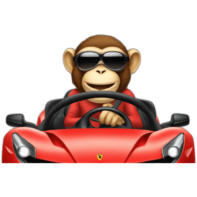 Monkey driving a Ferrari  emoji