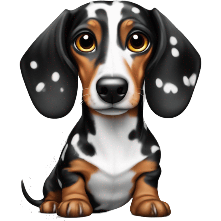 Black and white spotted dachshund emoji