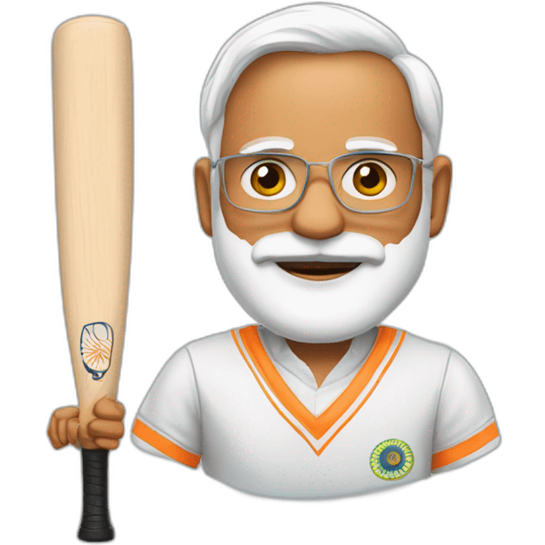 modi with cricket bat emoji