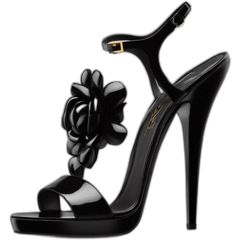 YSL TRIBUTE heels SANDAL black PATENT LEATHER emoji