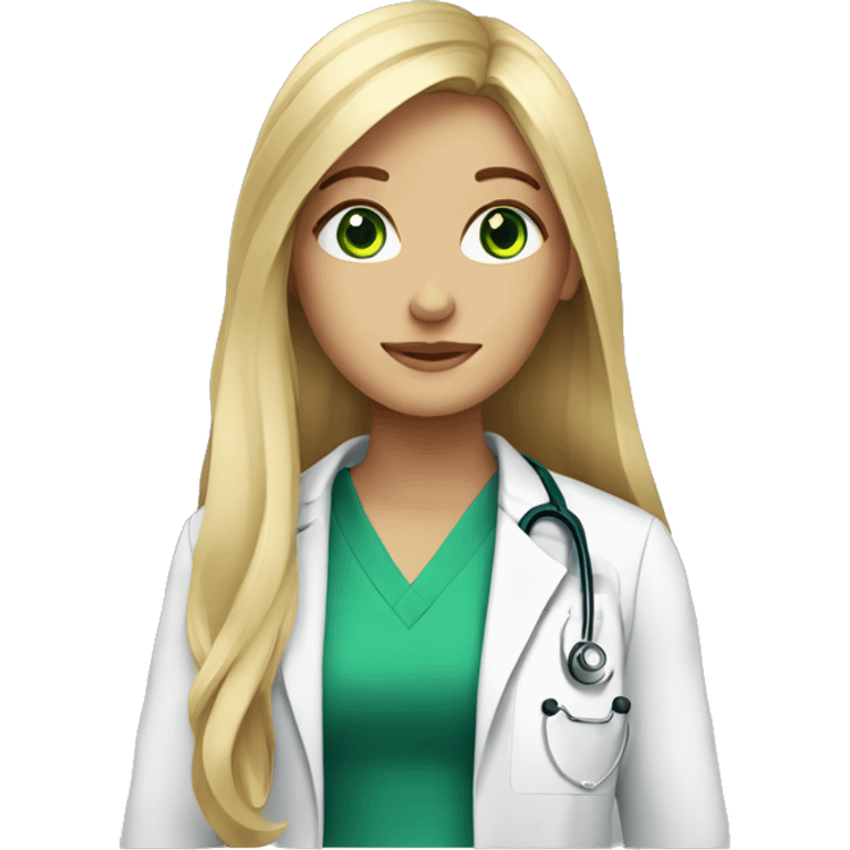 Long haired Blonde girl with green eyes being a doctor emoji