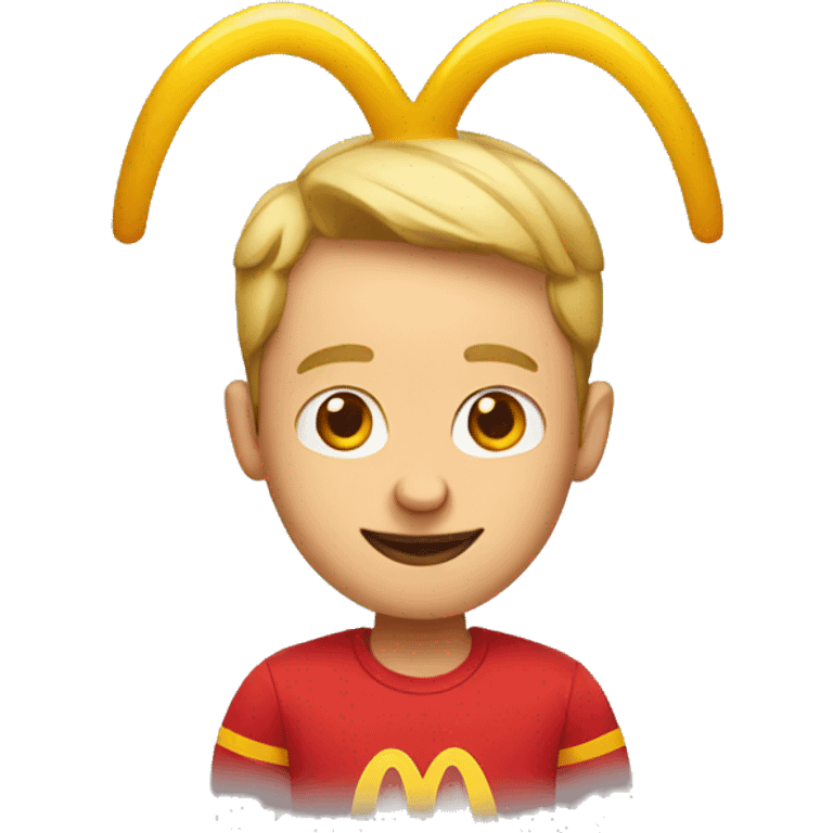 guy with big ears wearing red shirt with mcdonalds symbol emoji