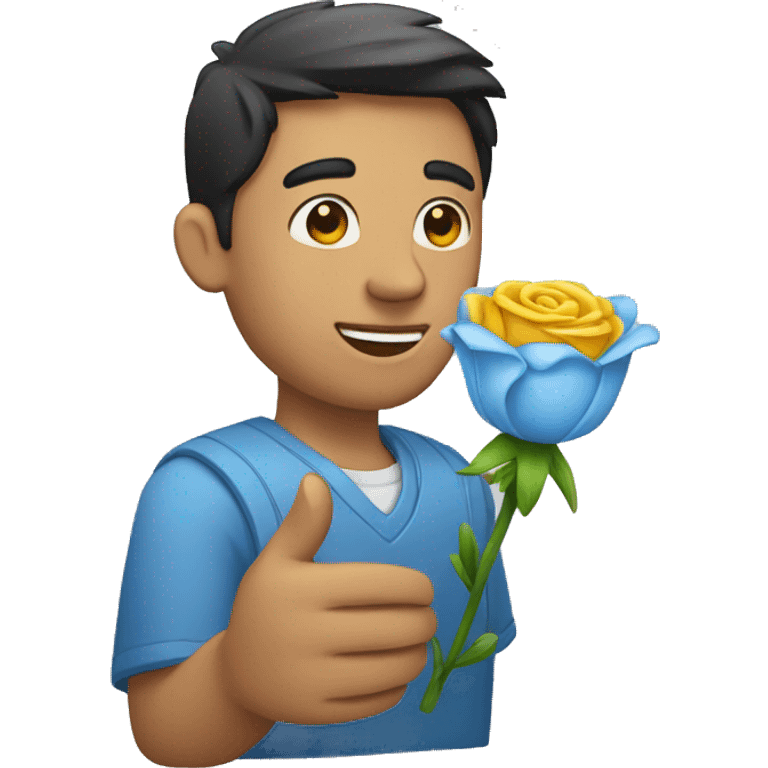 Un hombre con una flor en la mano emoji