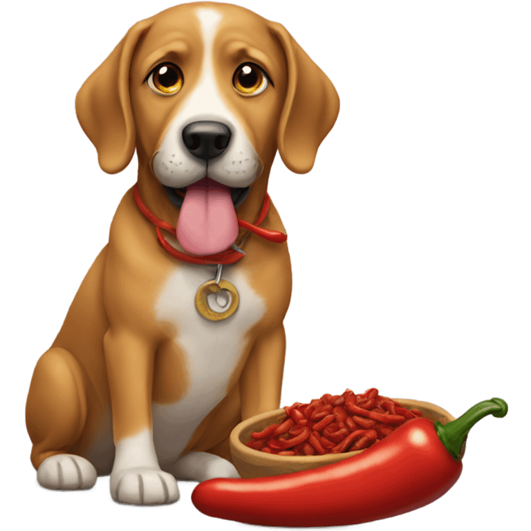 Dog with chili emoji