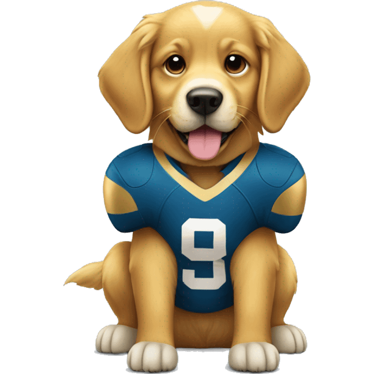 Golden retriever dressed as a football player emoji