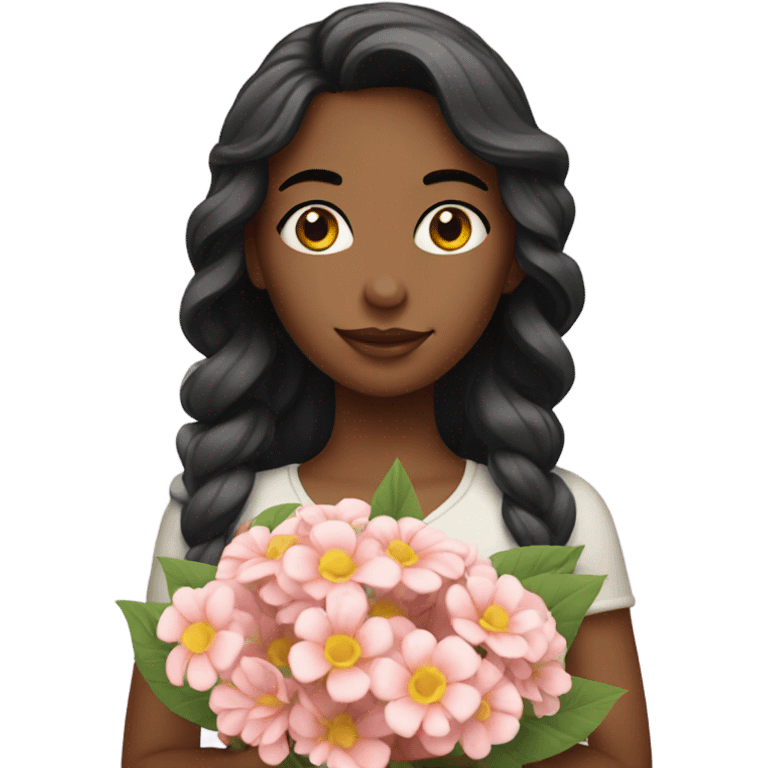 pretty girl holding flowers emoji