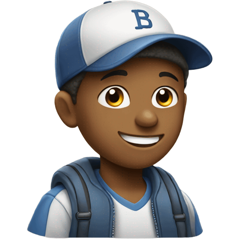 smiling boy in baseball cap emoji