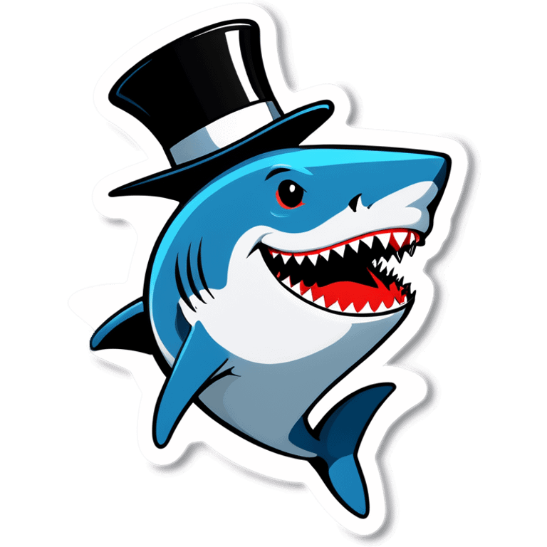 Shark with a top hat emoji