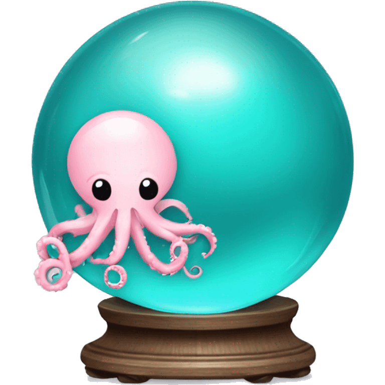 turquoise crystal ball with a light pink cute surgical octopus emoji