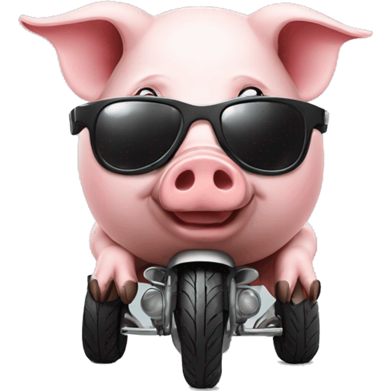 Pig wearing sunglasses and a motorbike helmet emoji