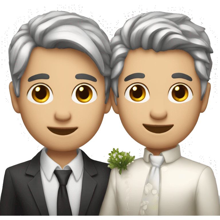 Gay couple, silver fox, younger boy, married, kissing emoji