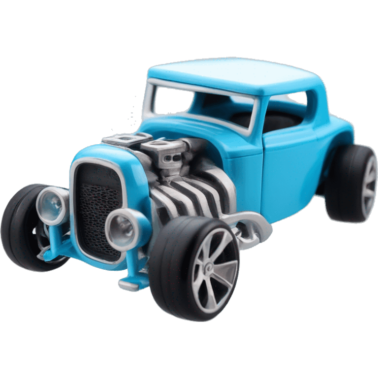 Baby blue Barbie Hot wheels Bone Shaker street rod emoji