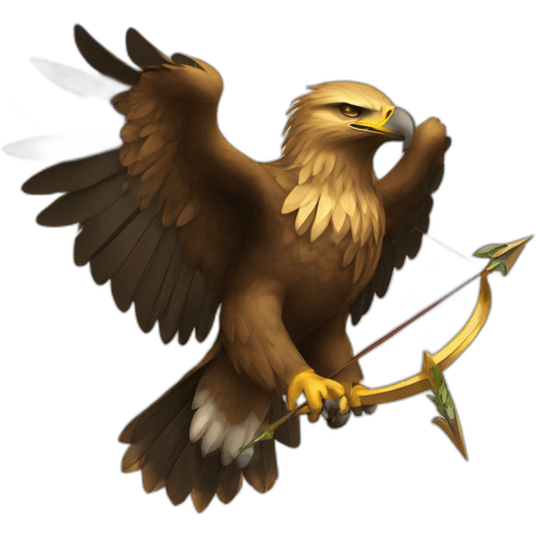 Golden eagle with talons holding onto arrows and laurel branch emoji