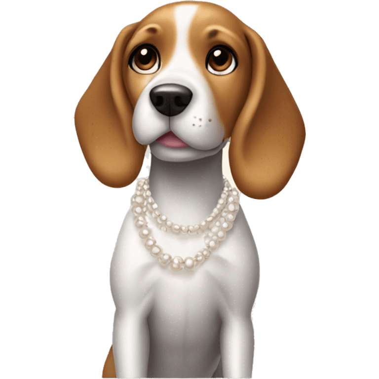 Beagle girl with a pearl necklace emoji