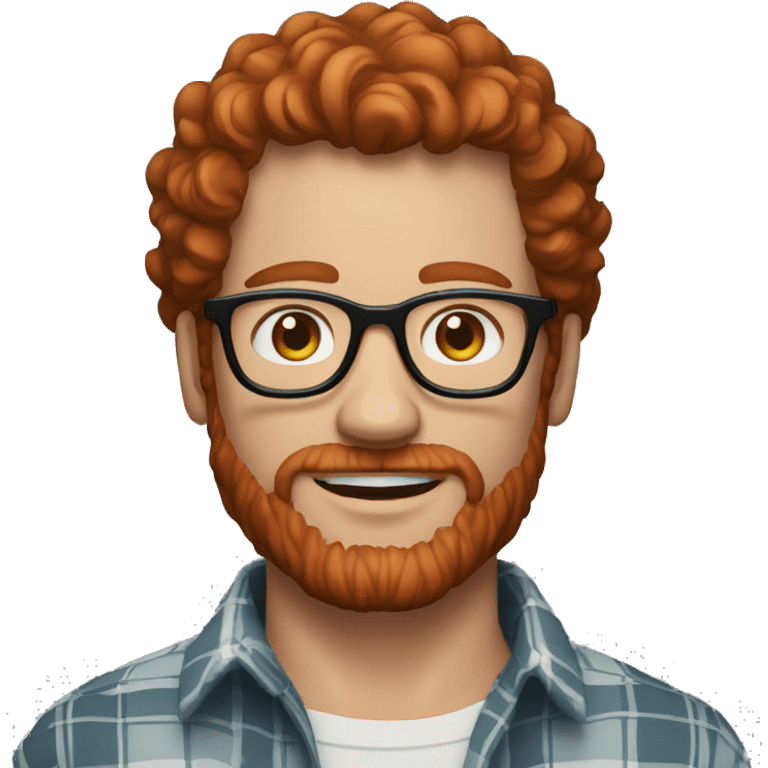 man around 45 with with redhead short mid-curly hair. with beard and glasses and freckles. scarlet checked shirt emoji