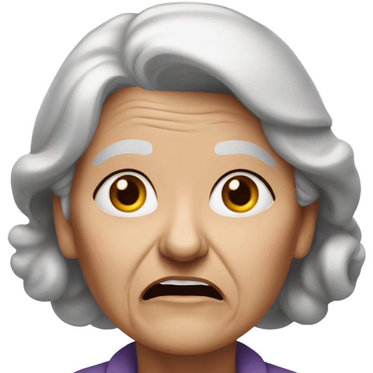 elderly woman with terrified expression emoji