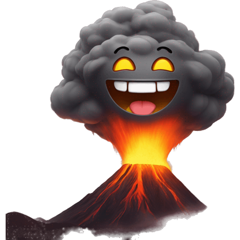 happy emoji in a volcano emoji