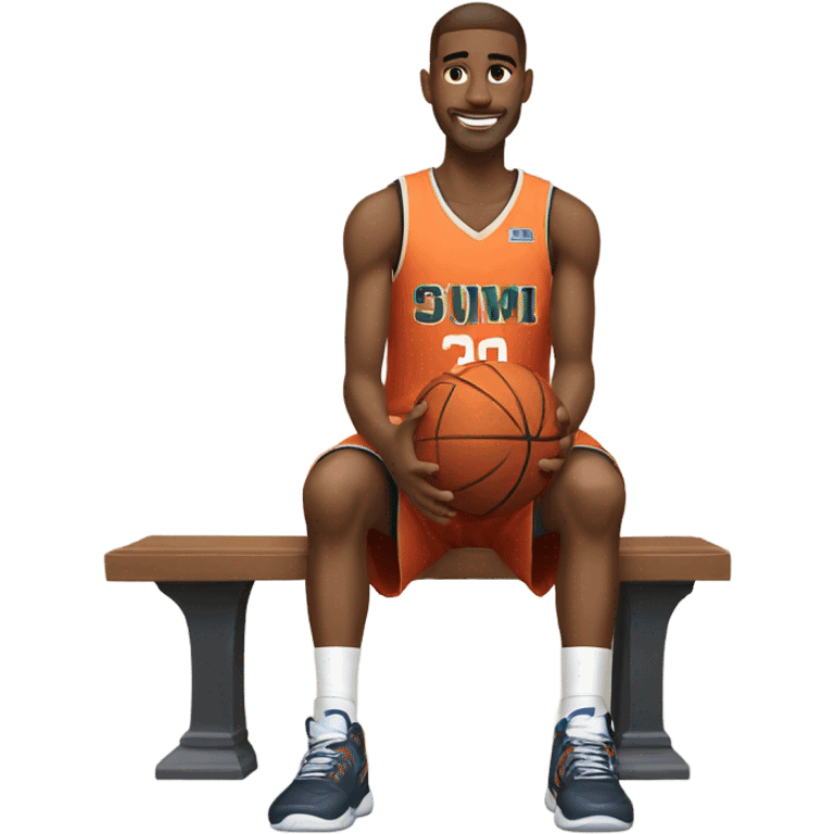 Tall white  basketball player sitting on bench emoji