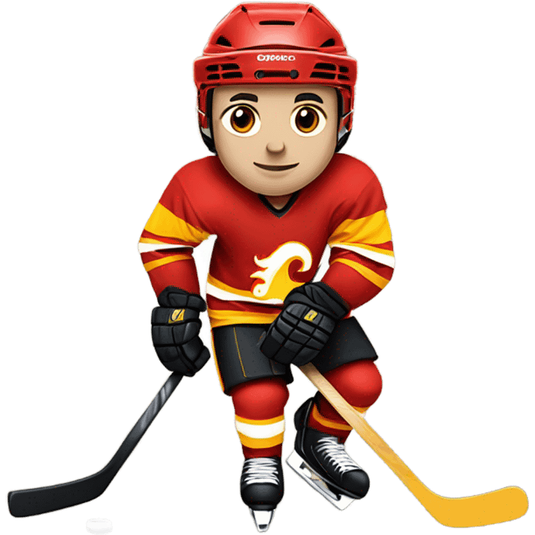 A hockey player who plays for the flames emoji