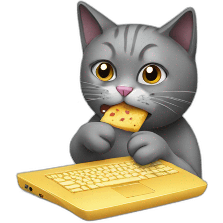 cat eating a computer emoji