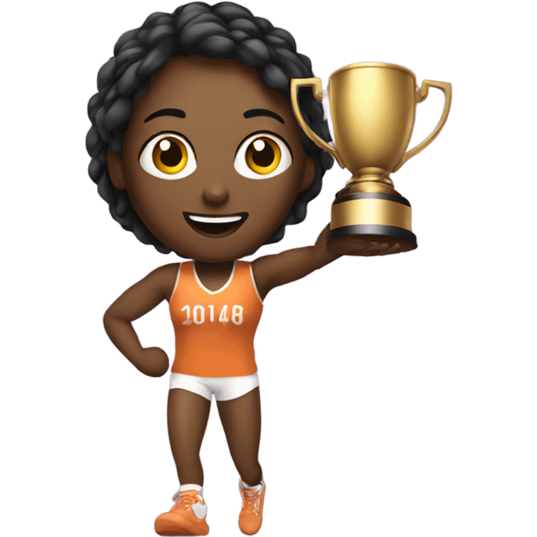 athlete woman with trophy emoji