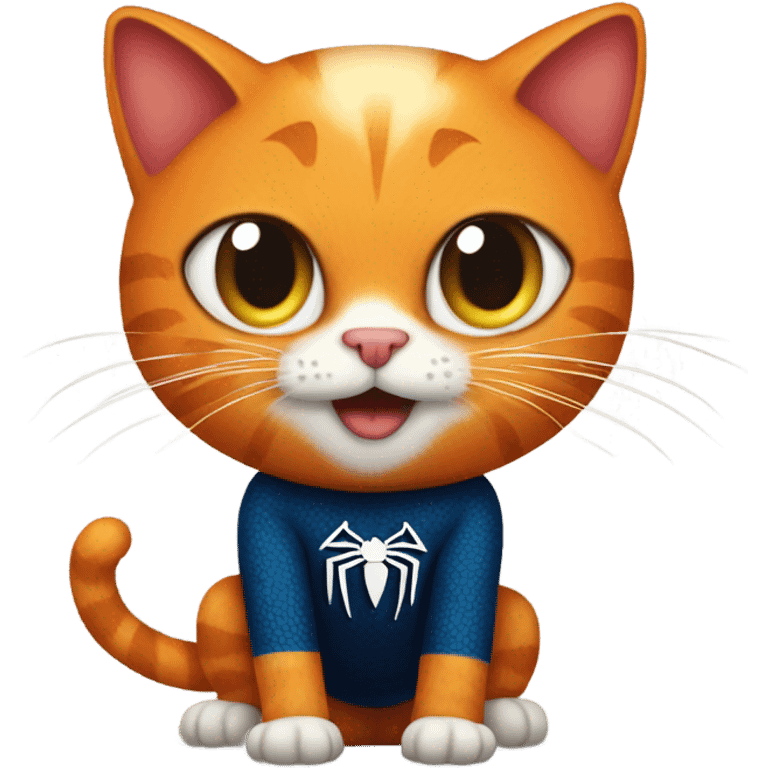 orange cat with spiderman mask cute emoji