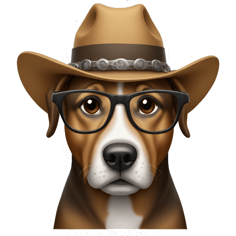 Dog wearing glasses and cowboy hat emoji