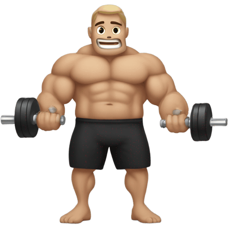 man with very big biceps with dumbell emoji