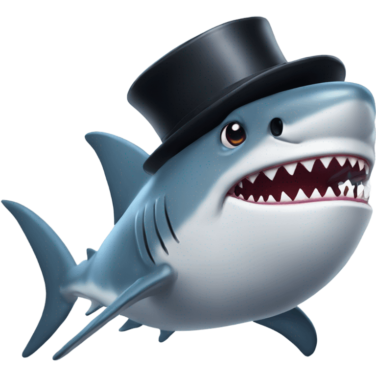 Shark with a top hat emoji