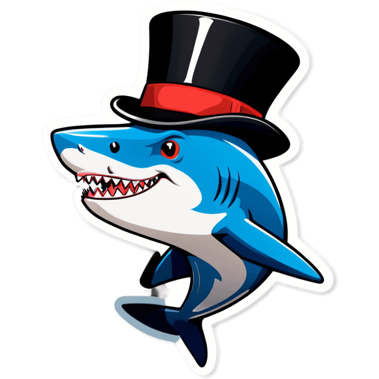 Shark with a top hat emoji