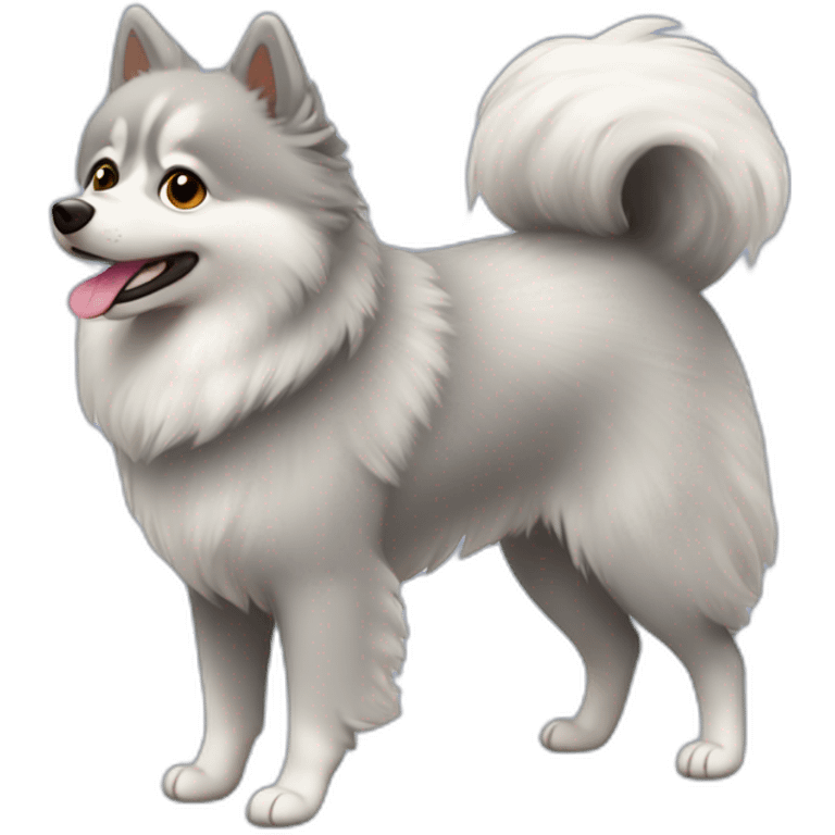 Gray spitz in hudi walking emoji