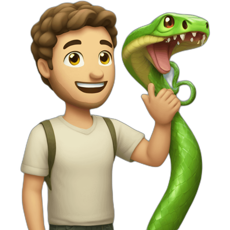 Snake loving a guy emoji