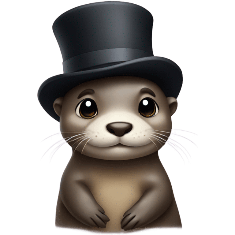 a cute otter with a little top hat emoji