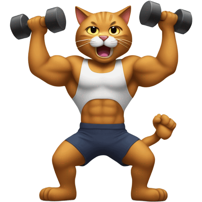 Cat lifting weights emoji