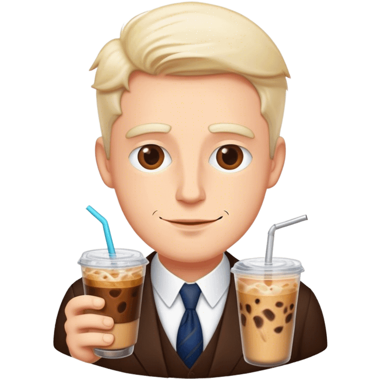 british gentleman with aiced cofee emoji