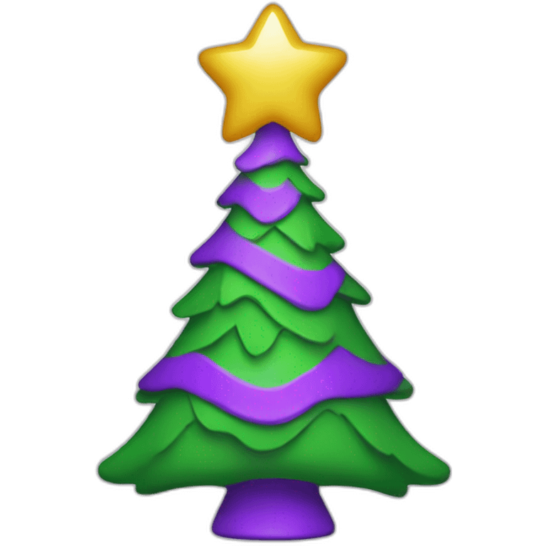 Purple and green Xmas tree toy emoji