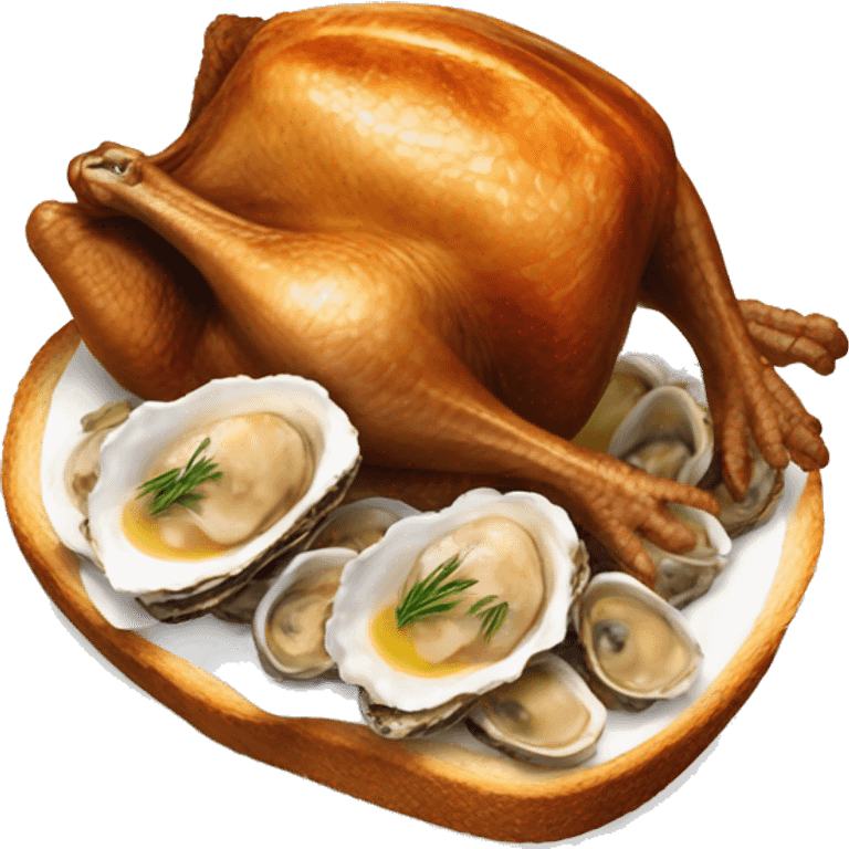 Turkey with Burnt dark toast and oysters emoji