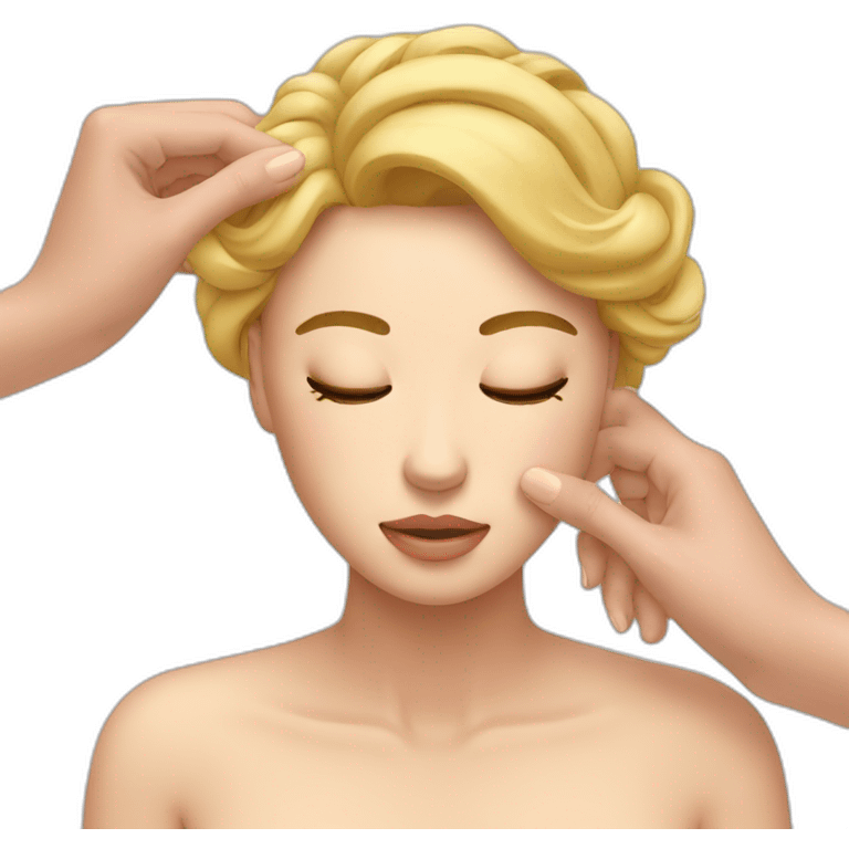 woman gets a head massage from two hands emoji