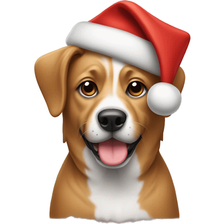 Dog wearing Christmas hat emoji