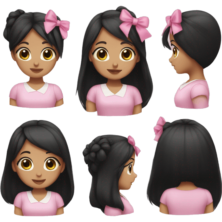 girl with black hair and pink bow in her hair  emoji