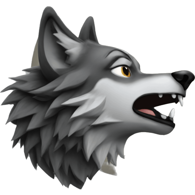 Wolf howling at moon very realistic emoji