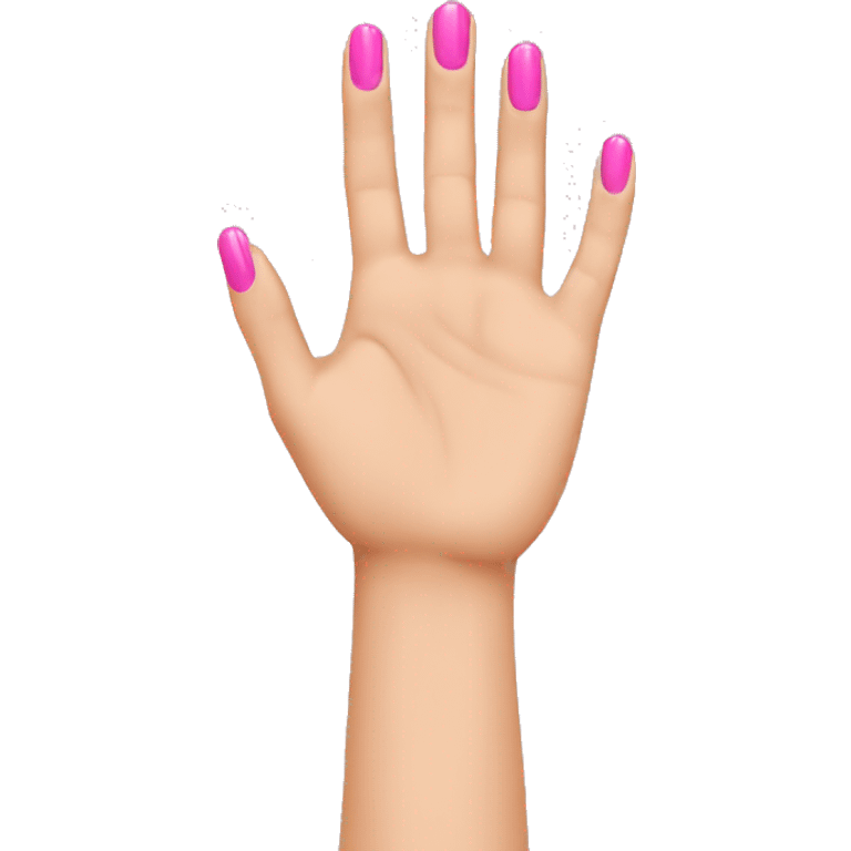 Stop hand with pink nails emoji