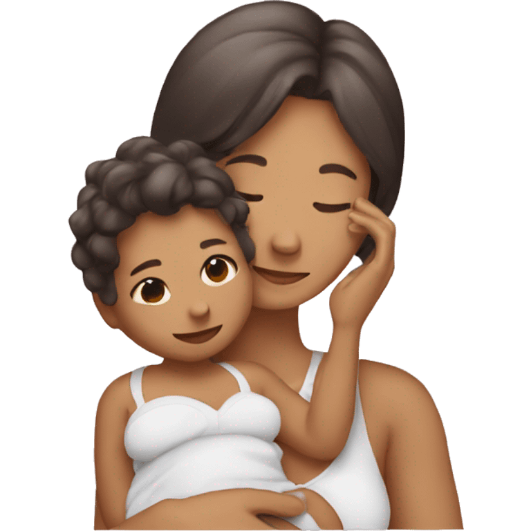 a phone showing a woman and a baby emoji